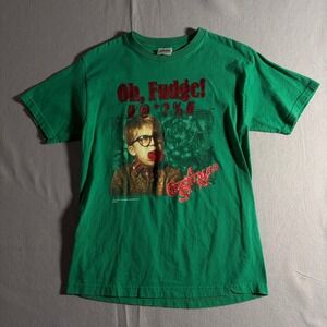 A Christmas Story Oh Fudge Ralphie Graphic T-Shirt Green Mens Medium 2004